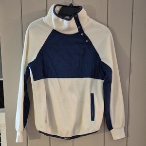 NWT CBRAND Fleece Pullover Jacket - Navy/White